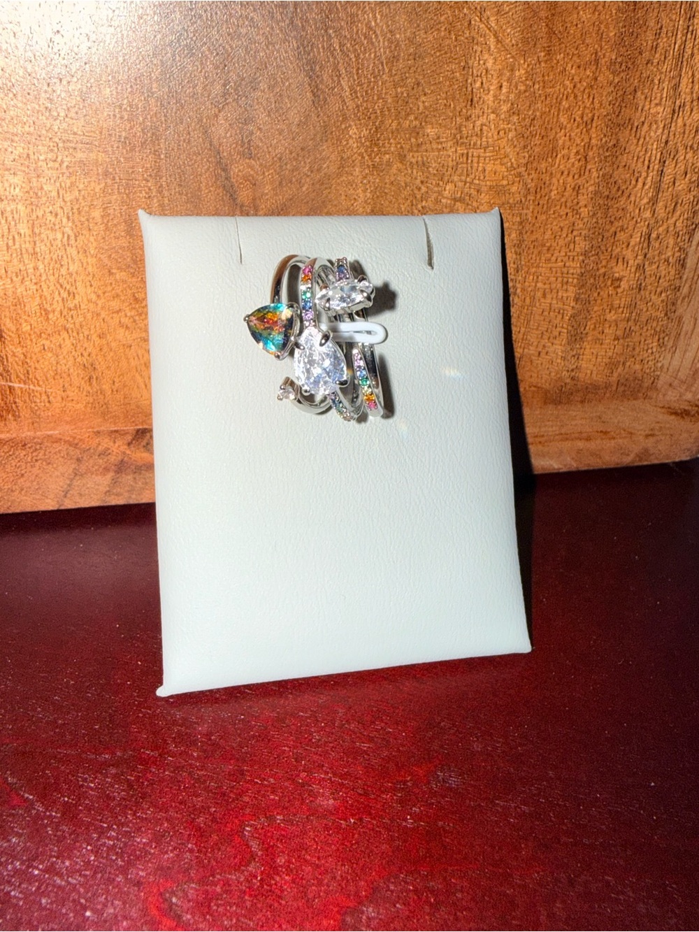 Autism Awareness Stacked Ring Set - Iridescent Accent